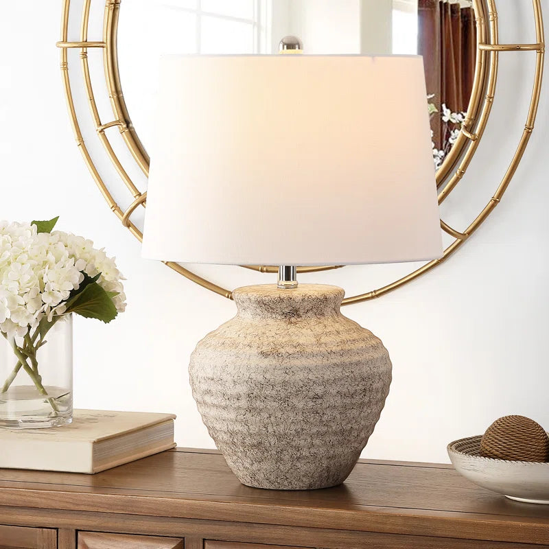 Ancient Greek-Inspired Distressed Ceramic Table Lamp