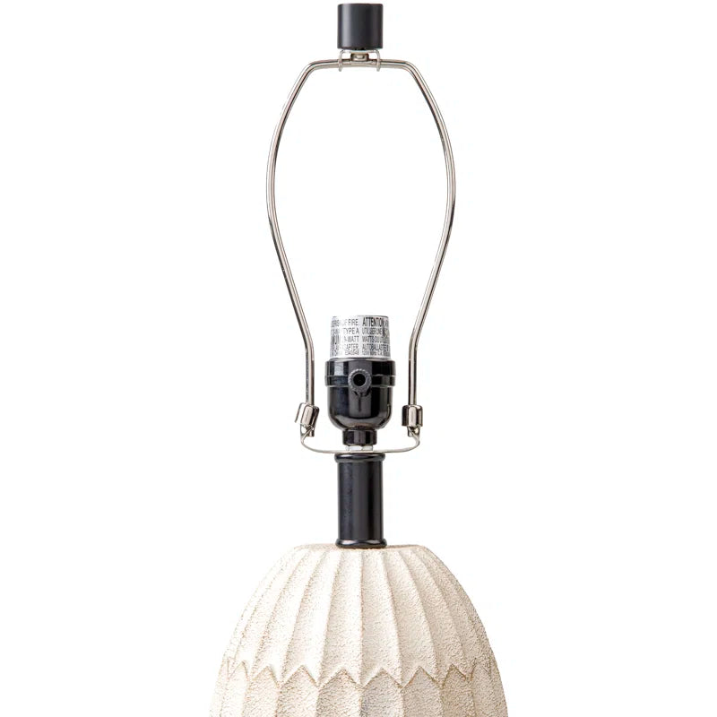 Classic Artisanal White Resin Table Lamp Accent