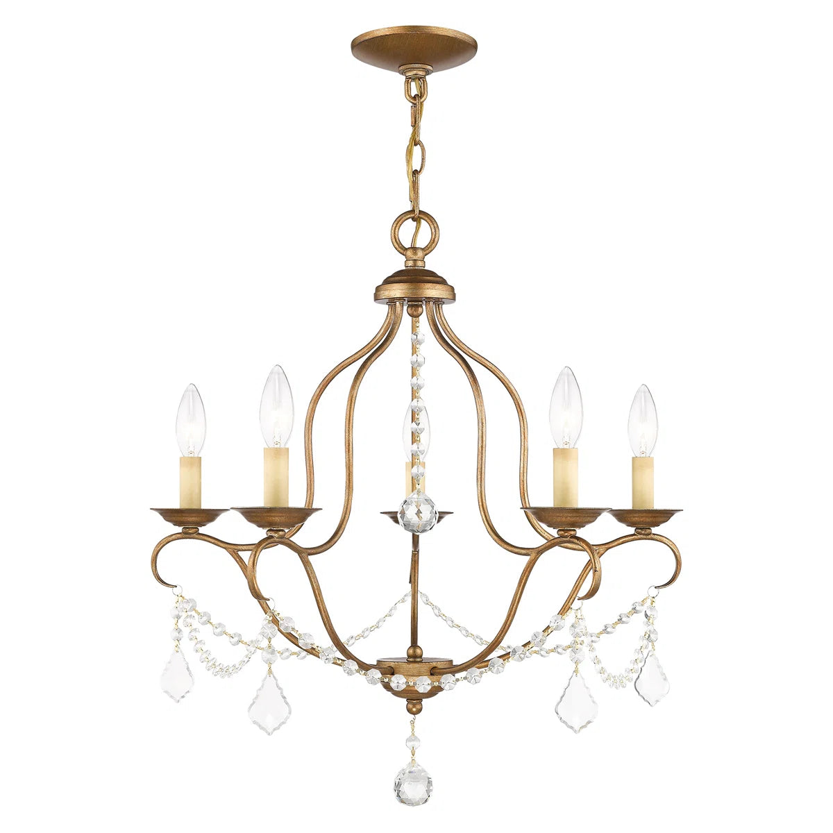 Cottage Charm 5-Light Crystal Candle Chandelier