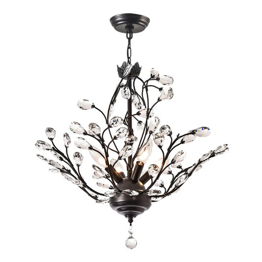 Elegant Crystal Chandelier with Sleek Iron Design